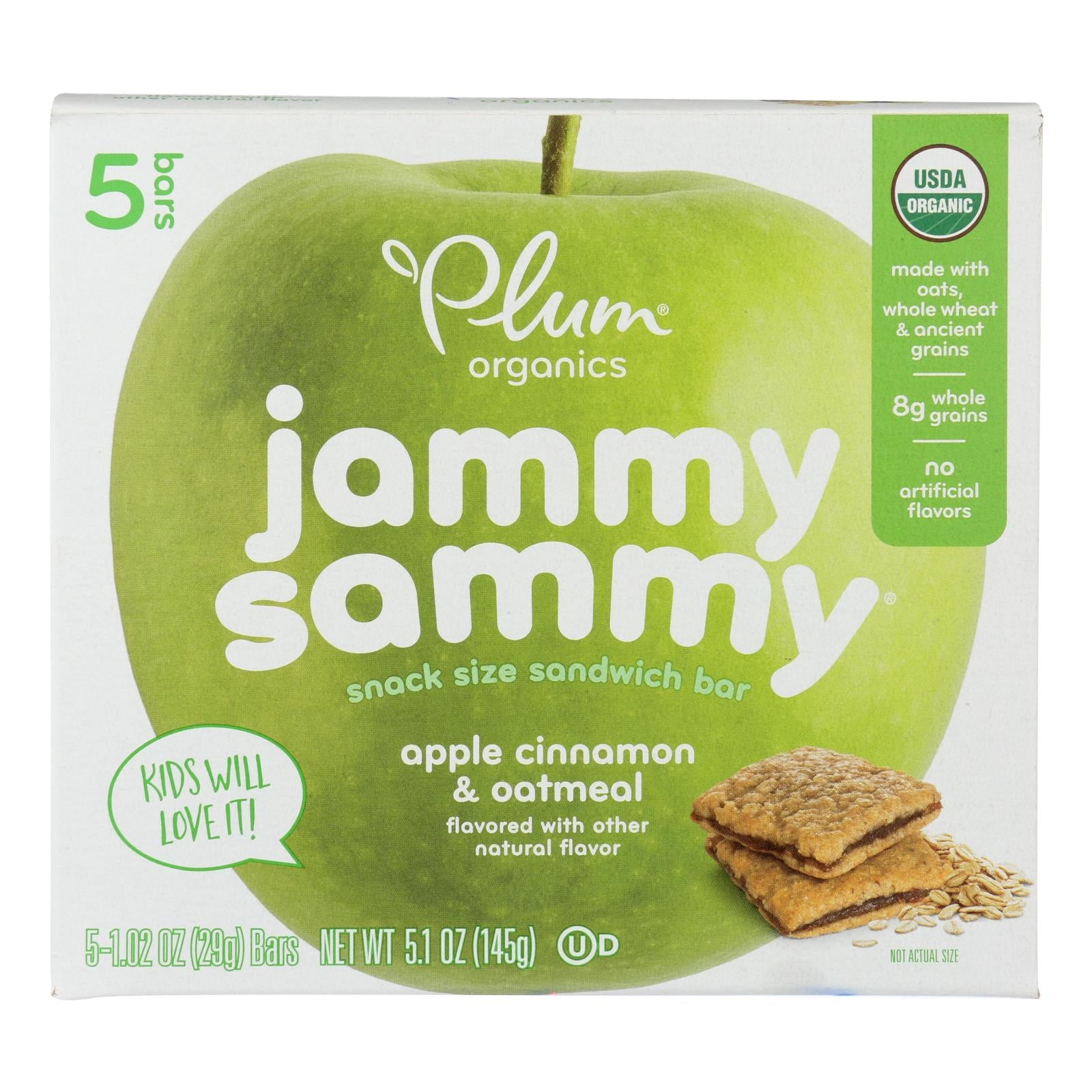 Plum Kids Jammy Sammy Snacks - Apple Cinnamon And Oatmeal - Case Of 6 - 1.03 Oz. - Whole Green Foods