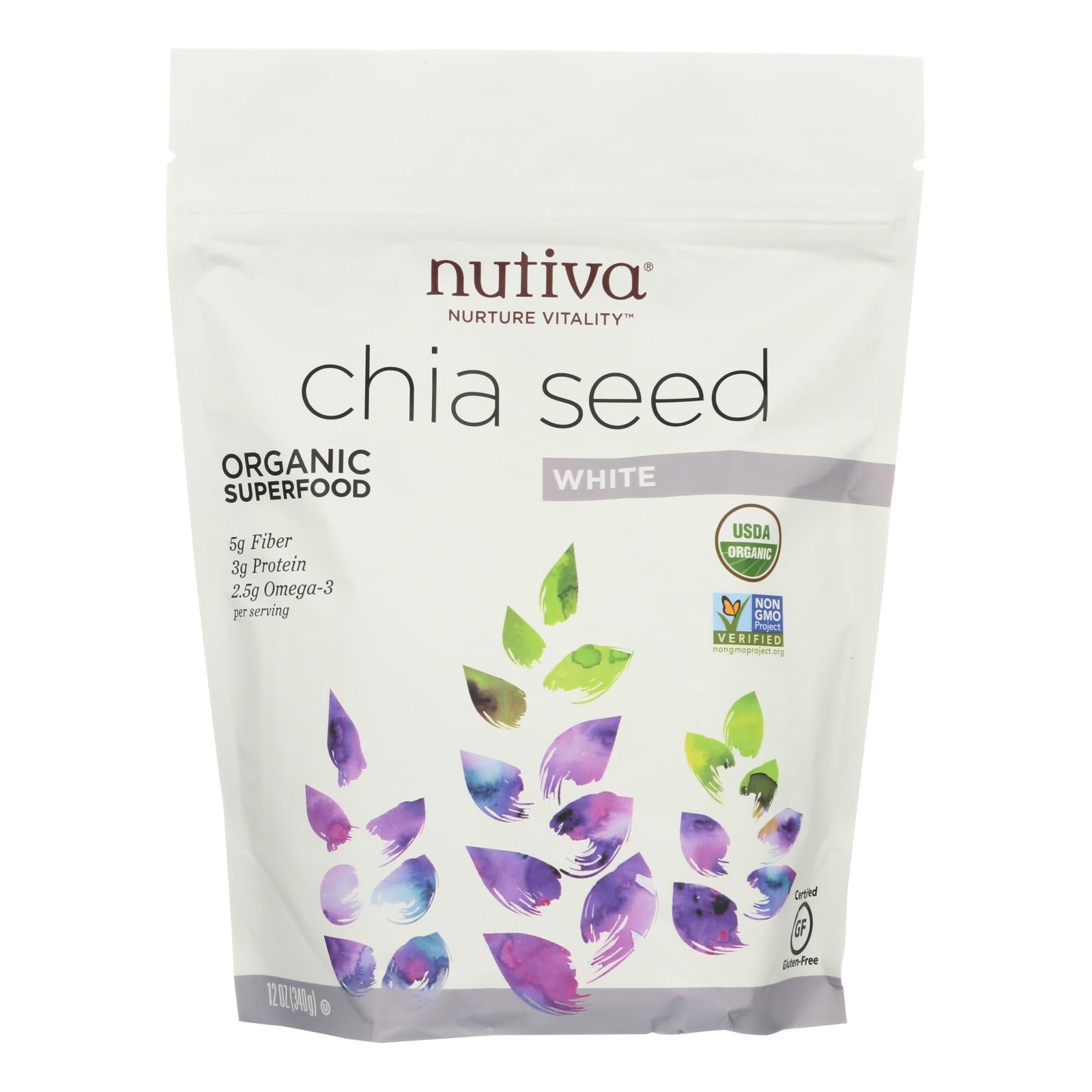Nutiva Organic White Chia Seeds - 12 Oz - Whole Green Foods