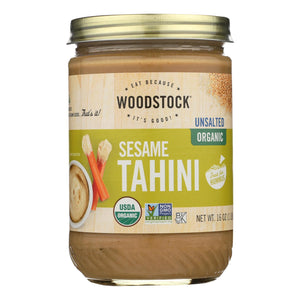 Woodstock Organic Tahini - Unsalted -  Case of 12 - 16 Oz. - Whole Green Foods
