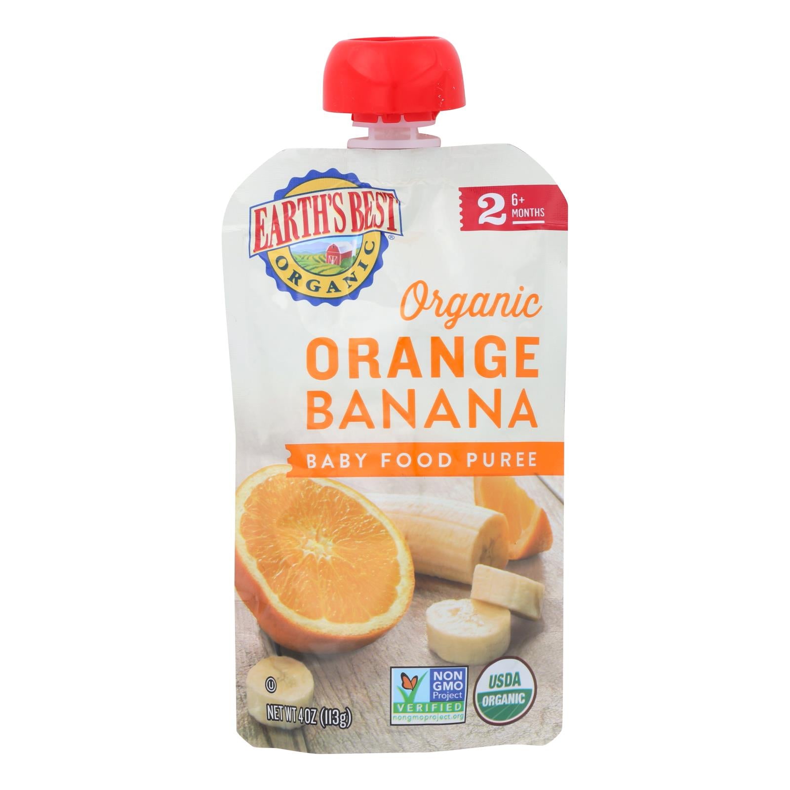 Earth's Best Organic Orange Banana Baby Food Puree - Stage 2 - Case Of 12 - 4 Oz. - Whole Green Foods