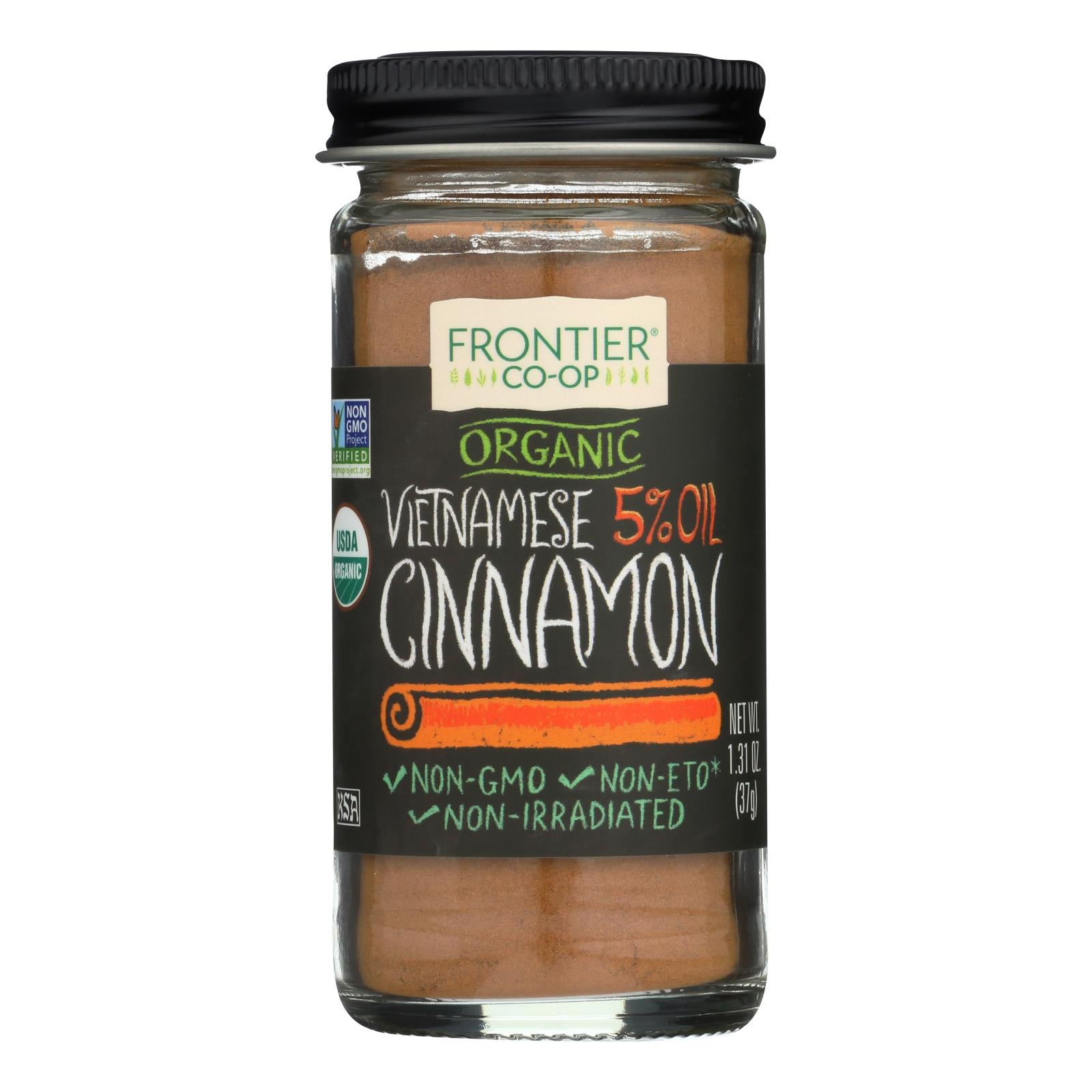 Frontier Herb Cinnamon - Organic - Ground - Vietnamese - 5 Percent Oil - 1.31 Oz - Whole Green Foods