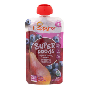 Happy Tot Toddler Food - Organic - Stage 4 - Blueberry Pear And Beet - 4.22 Oz - Case Of 16 - Whole Green Foods