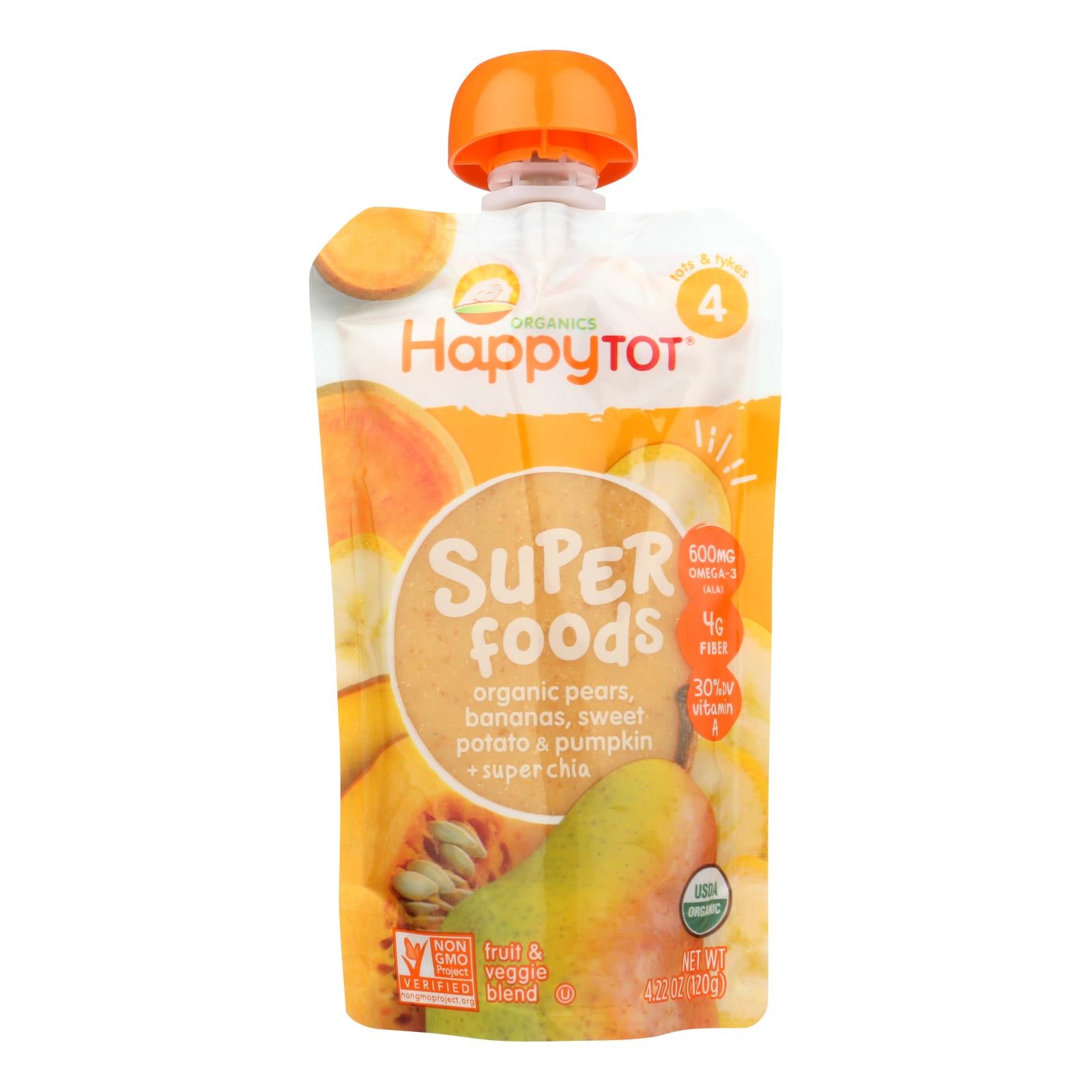 Happy Tot Toddler Food - Organic - Stage 4 - Pumpkin Sweet Potato And Pear - 4.22 Oz - Case Of 16 - Whole Green Foods