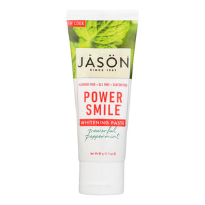 Jason Natural Products Toothpaste - Powersmile - Antiplaque And Whitening - Powerful Peppermint - Fluoride-free - 3 Oz - Case Of 12 - Whole Green Foods