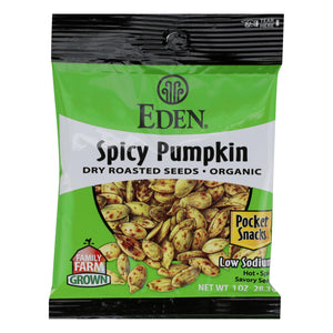 Eden Foods Organic Pumpkin Seeds - Dry Roasted - Spicy - 1 Oz - Case Of 12 - Whole Green Foods