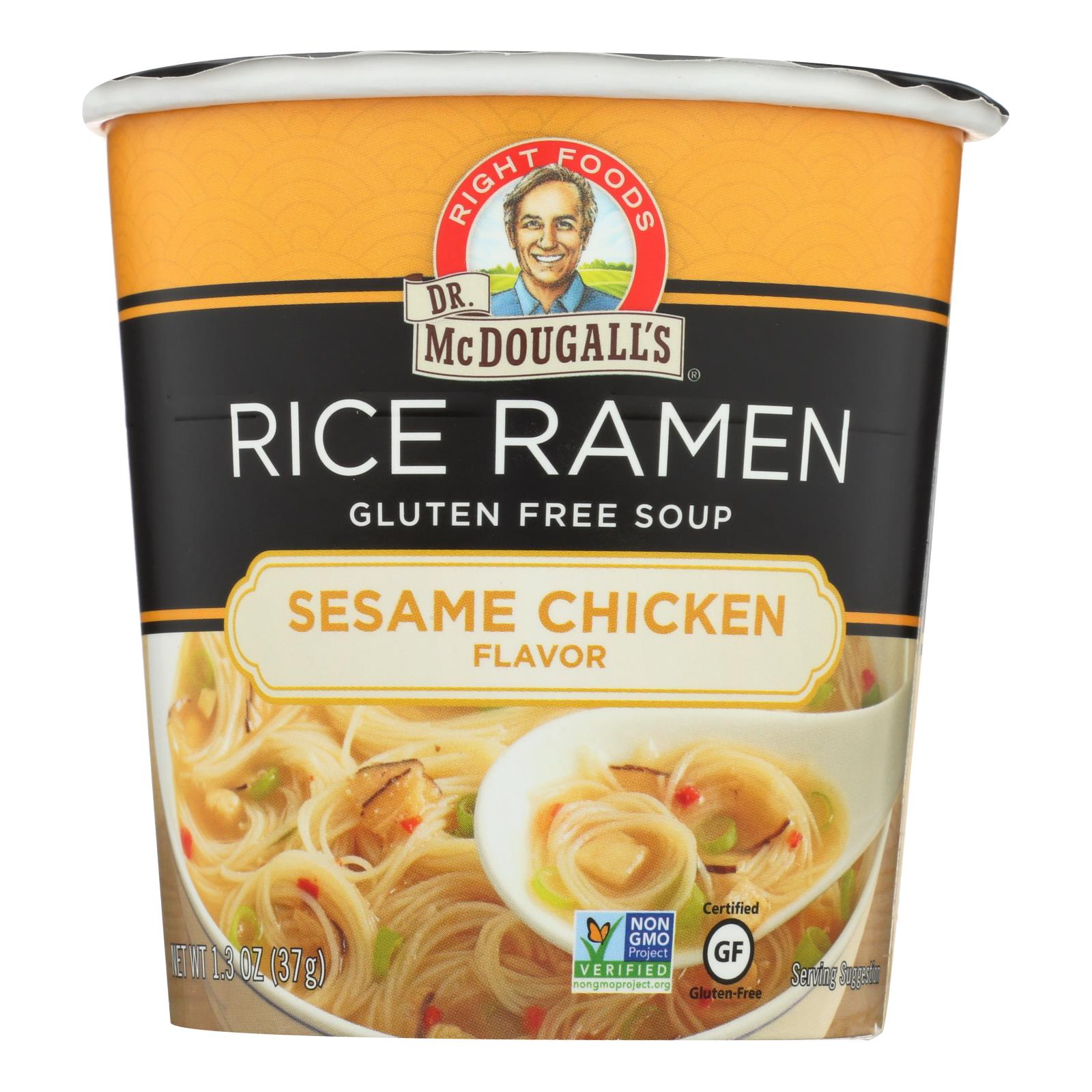 Dr. Mcdougall's Rice Noddle Asian Soup - Sesame Chicken - Case Of 6 - 1.3 Oz. - Whole Green Foods