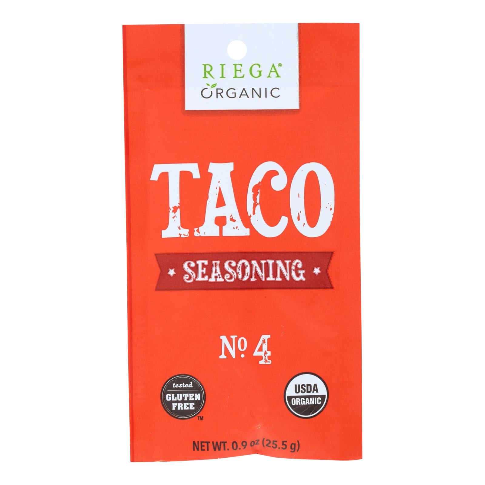 Riega Foods Seasoning - Organic - Taco - No. 4 - .9 Oz - Case Of 8 - Whole Green Foods