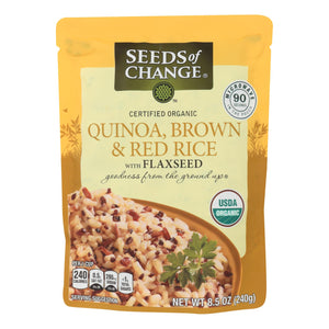 Seeds Of Change Organic Quinoa Brown And Red Rice With Flaxseed - Case Of 12 - 8.5 Oz - Whole Green Foods