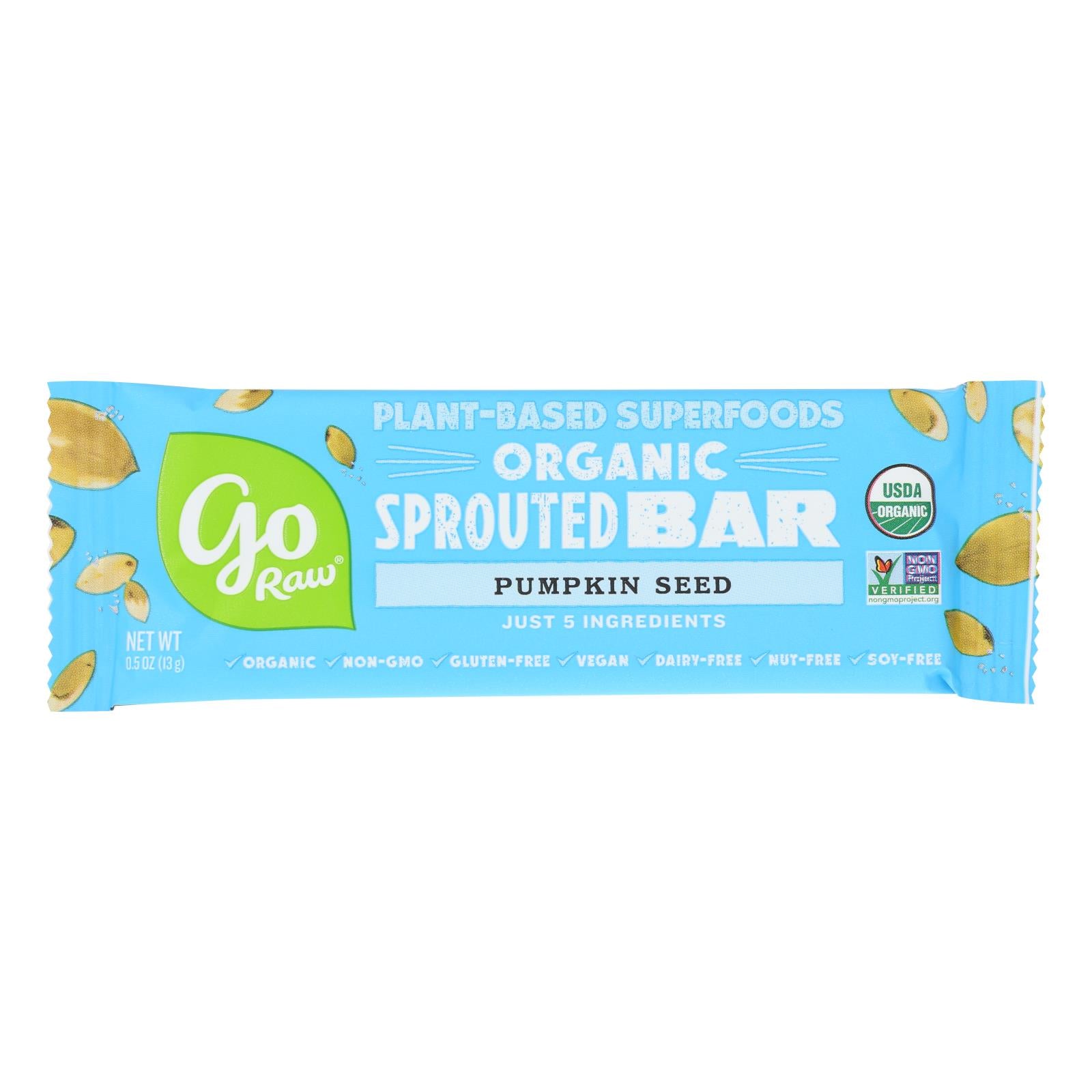 Go Raw - Organic Sprouted Bar - Pumpkin Seed  - Case Of 10 - 0.493 Oz. - Whole Green Foods