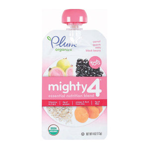 Plum Organics Mighty 4 Blends Tots - Guava Pomegranate Black Bean Carrot And Oat - Case Of 6 - 4 Oz. - Whole Green Foods
