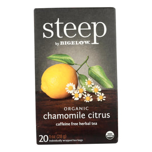 Steep By Bigelow Organic Herbal Tea - Chamomile Citrus - Case Of 6 - 20 Bags - Whole Green Foods