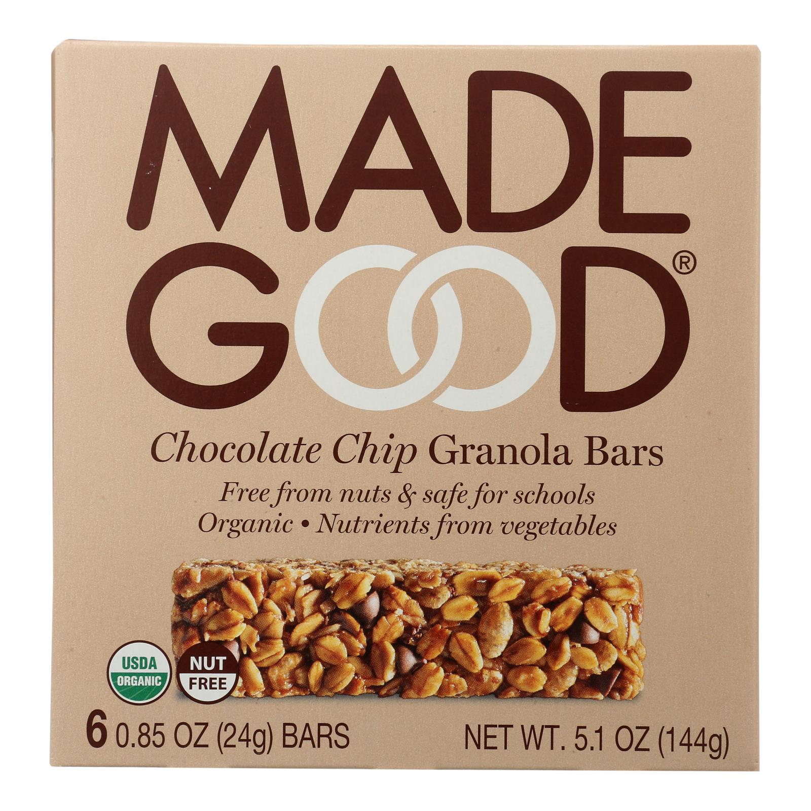 Made Good Granola Bar - Chocolate Chip - Case Of 6 - 5 Oz. - Whole Green Foods