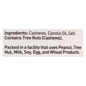 Our Creative Snacks Co. Freshly Roasted And Lightly Salted Cashews  - Case Of 6 - 3 Oz - Whole Green Foods