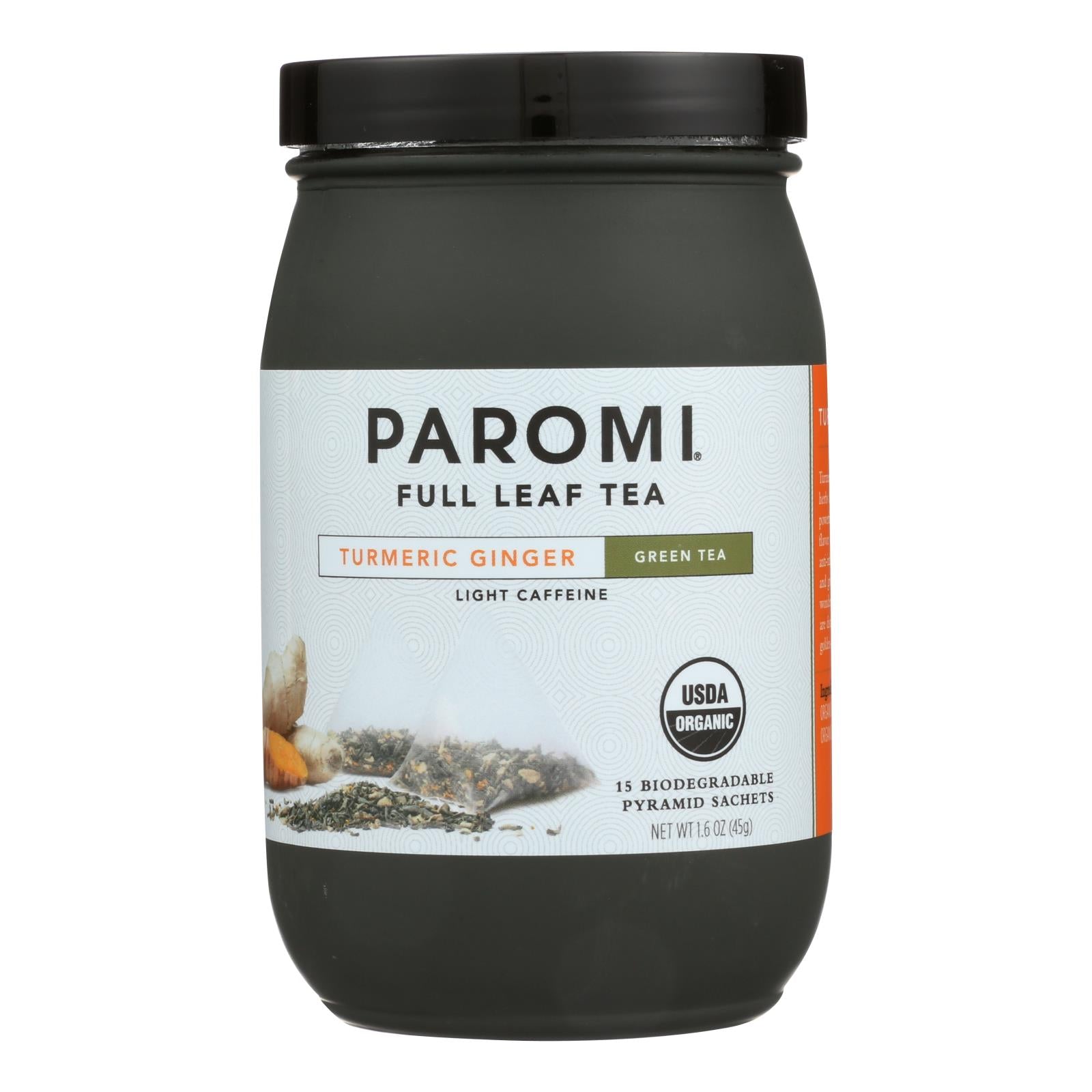 Paromi Tea - Green Tumeric Ginger - Cs Of 6-15 Ct - Whole Green Foods