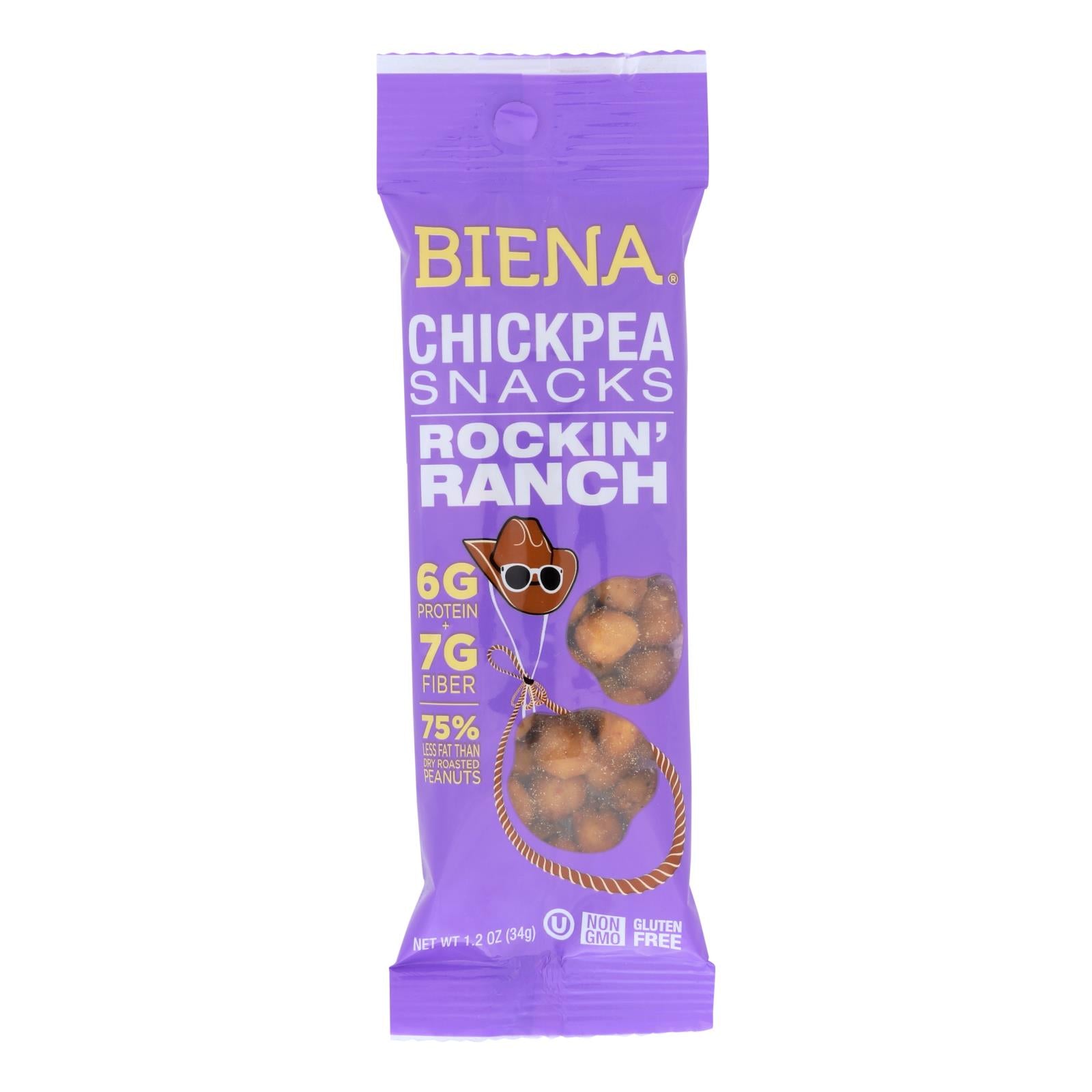 Biena Chickpea Snacks - Rockin' Ranch - Case Of 10 - 1.2 Oz. - Whole Green Foods