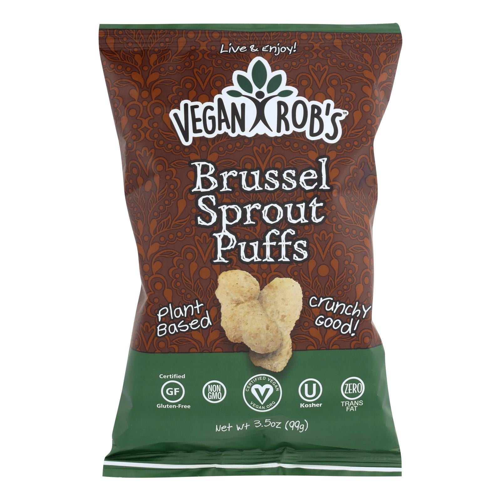 Vegan Rob's Puffs - Brussel Sprout - Case Of 12 - 3.5 Oz - Whole Green Foods
