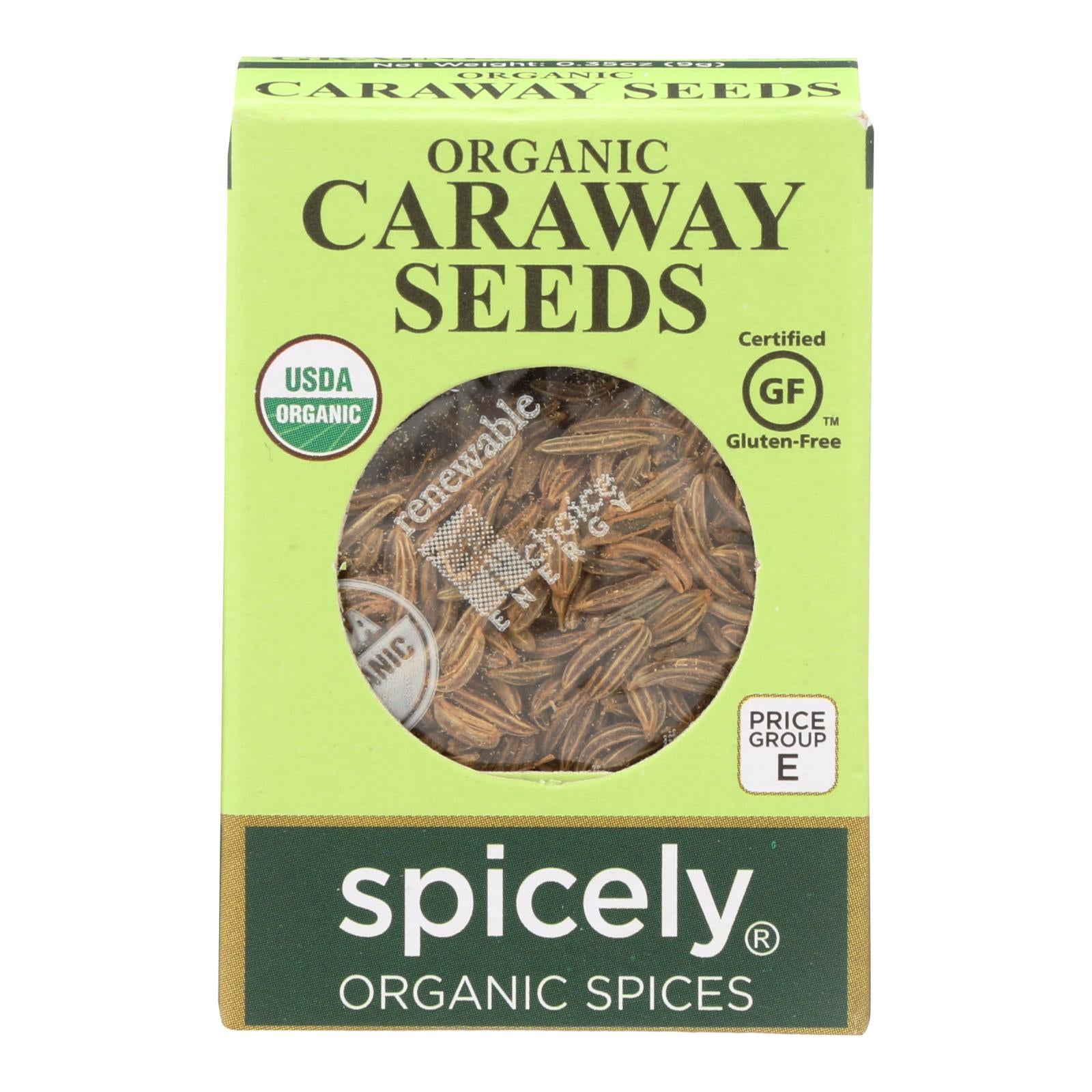 Spicely Organics - Organic Caraway Seeds  - Case Of 6 - 0.35 Oz. - Whole Green Foods