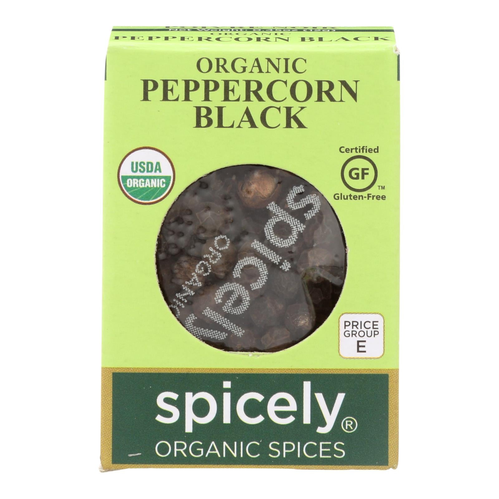 Spicely Organics - Organic Peppercorn - Black - Case Of 6 - 0.45 Oz. - Whole Green Foods