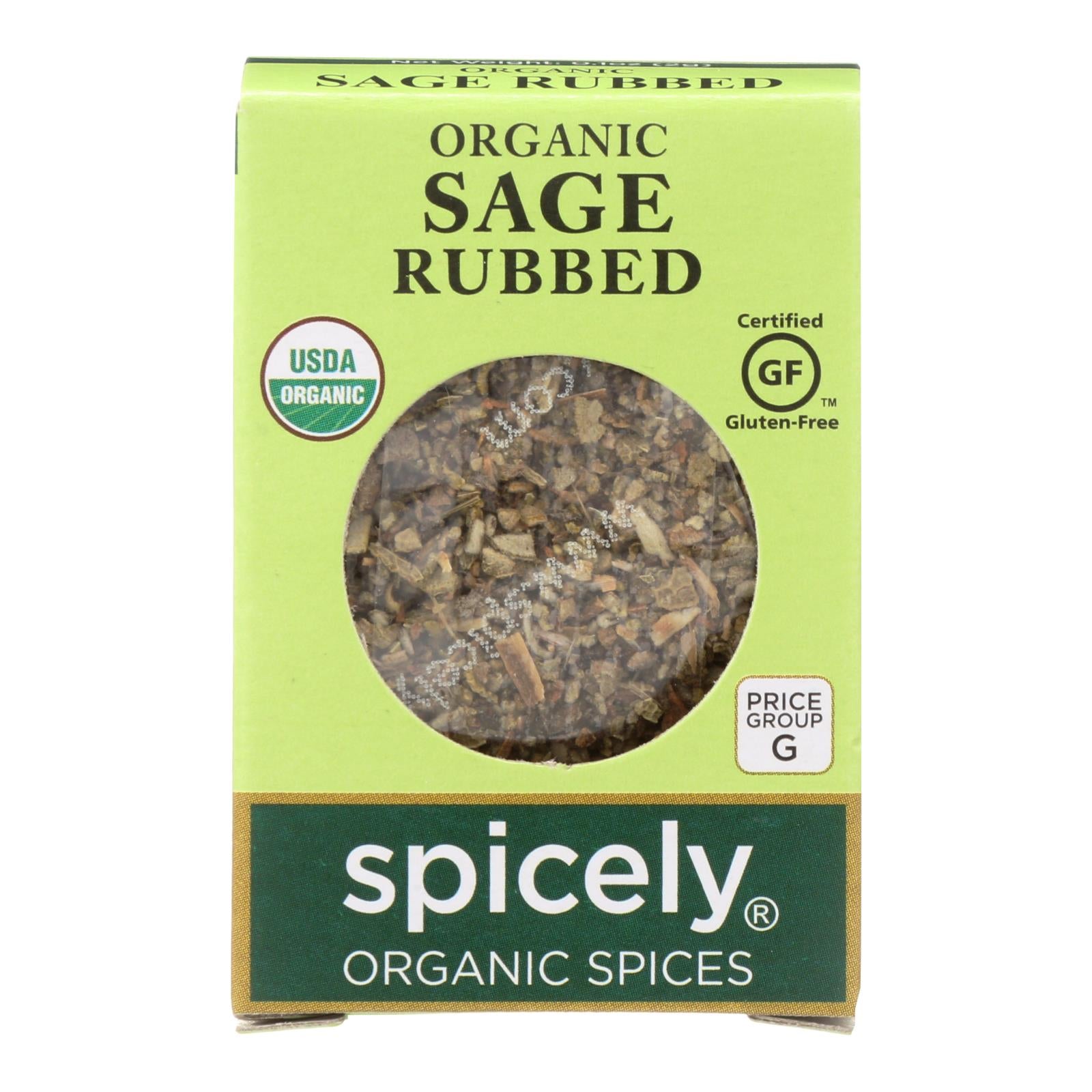 Spicely Organics - Organic Sage - Rubbed - Case Of 6 - 0.1 Oz. - Whole Green Foods