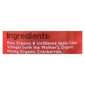 Vermont Village Cranberries & Honey Vinegar Shot  - Case Of 12 - 1 Fz - Whole Green Foods