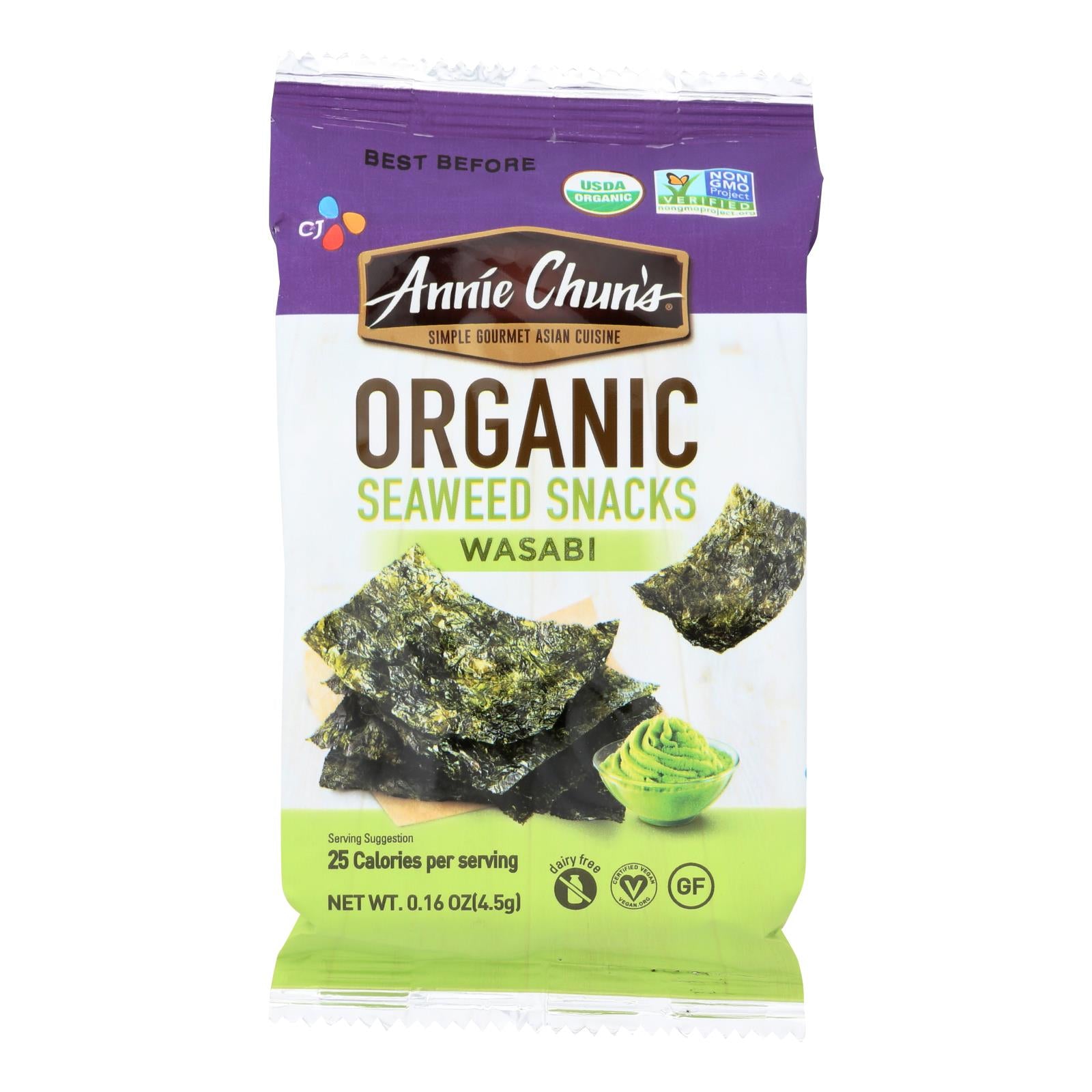 Annie Chun's Seaweed Snack - Wasabi - Case Of 12 - .16 Oz. - Whole Green Foods
