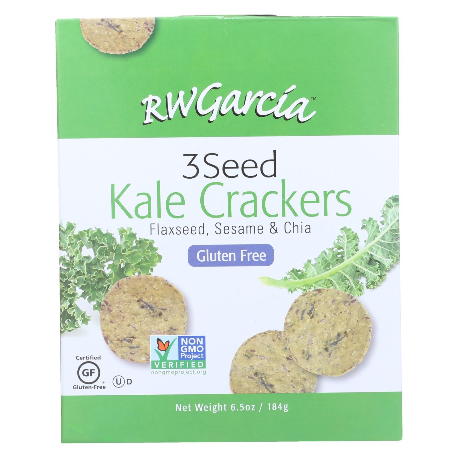 R.w. Garcia Flaxseed, Sesame And Chia 3 Seed Kale Crackers  - Case Of 6 - 6.5 Oz - Whole Green Foods