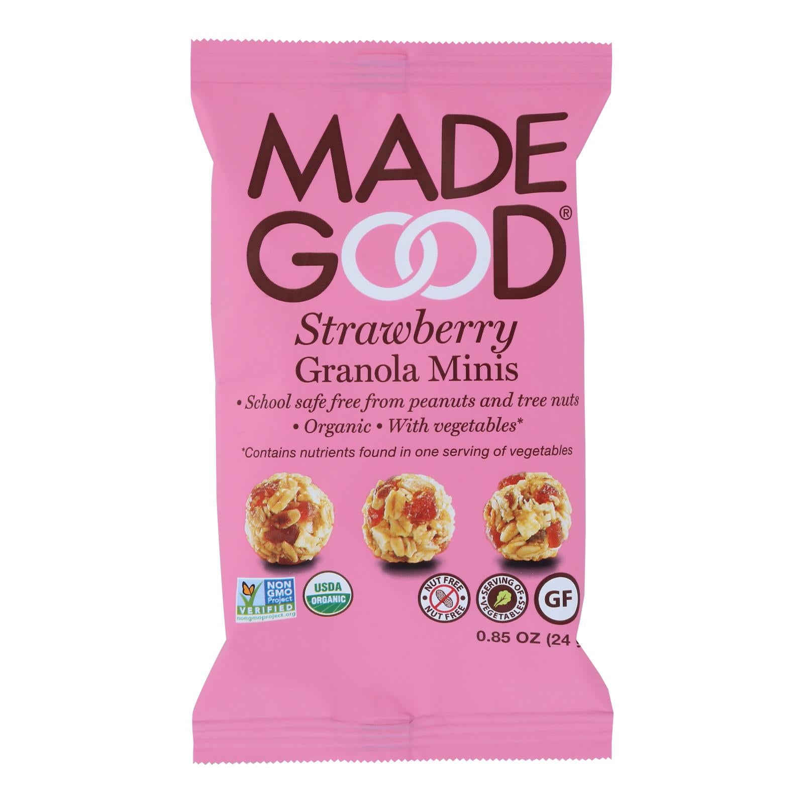 Made Good - Granola Minis - Strawberry - Case Of 12 - 0.85 Oz. - Whole Green Foods