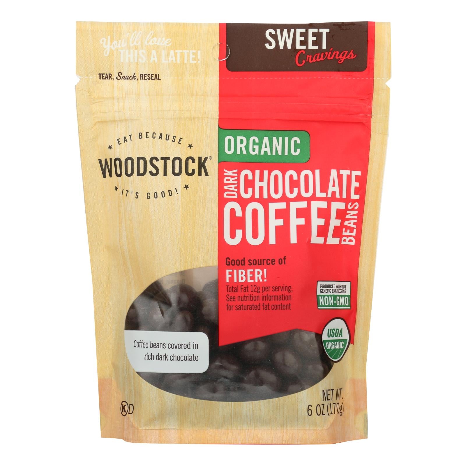 Woodstock Organic Dark Chocolate Coffee Beans - 6 Oz. - Whole Green Foods