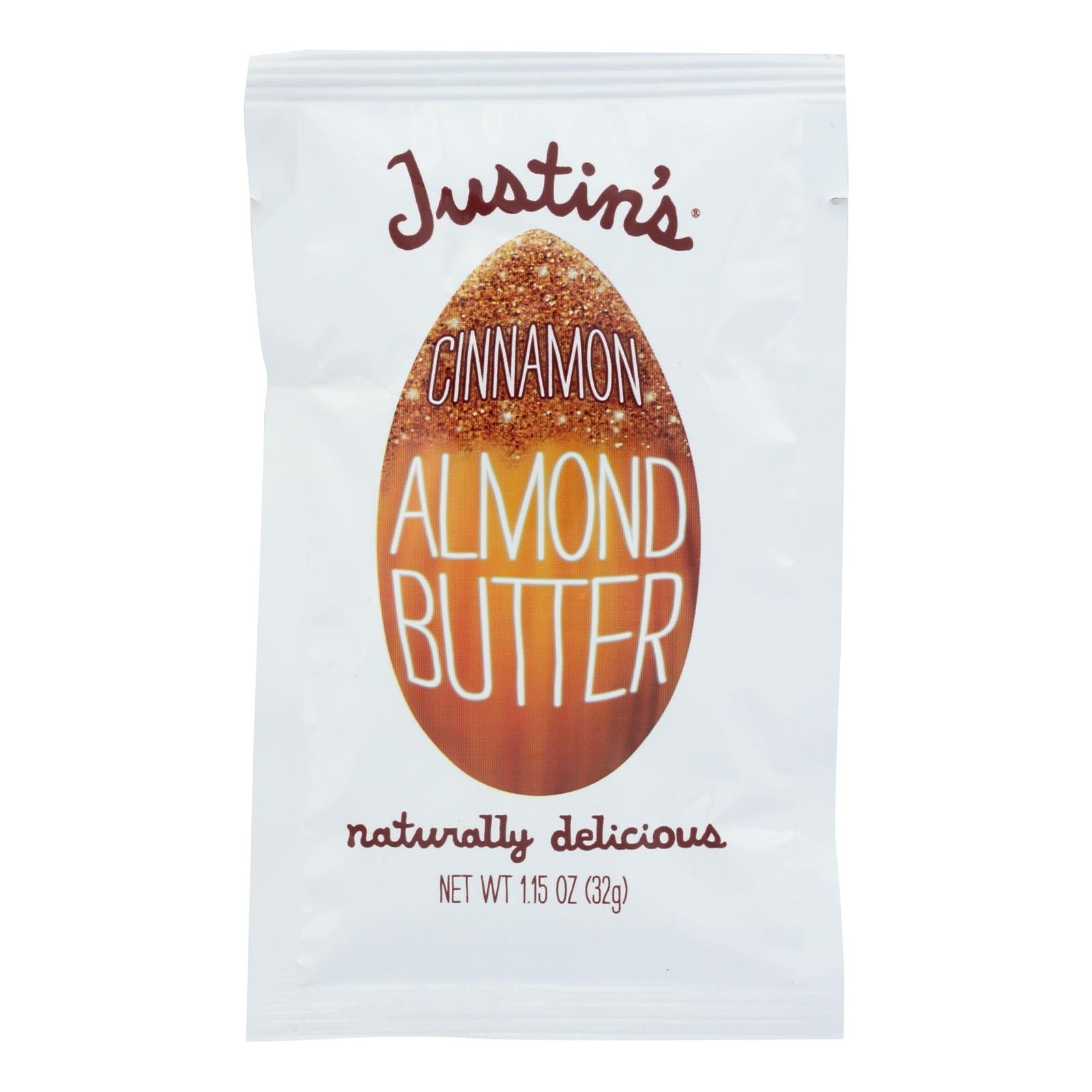 Justin's Nut Butter Squeeze Pack - Almond Butter - Cinnamon - Case Of 10 - 1.15 Oz. - Whole Green Foods