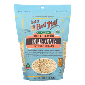 Bob's Red Mill - Oats - Organic Quick Cooking Rolled Oats - Whole Grain - Case Of 4 - 16 Oz. - Whole Green Foods