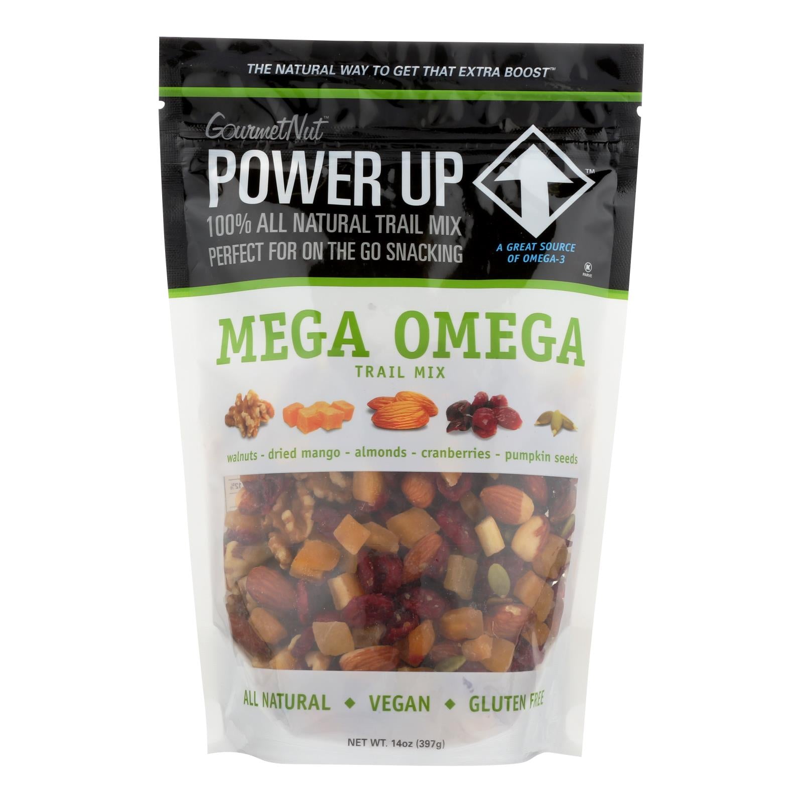 Gourmet Nut - Trail Mix Mega Omega - Case Of 6 - 14 Oz - Whole Green Foods