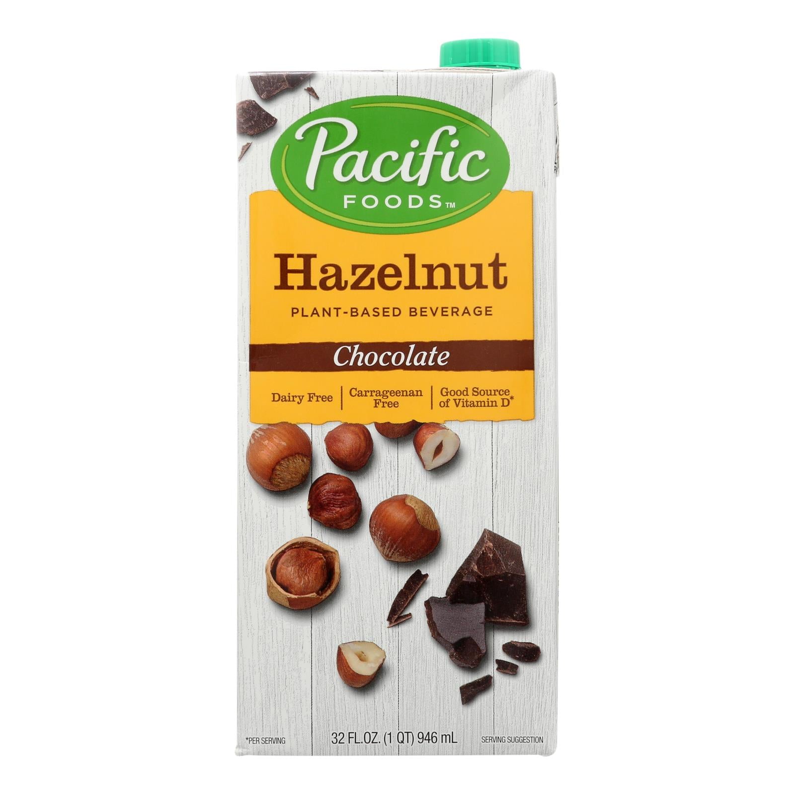 Pacific Foods Hazelnut Beverage, Chocolate  - Case Of 6 - 32 Fz - Whole Green Foods