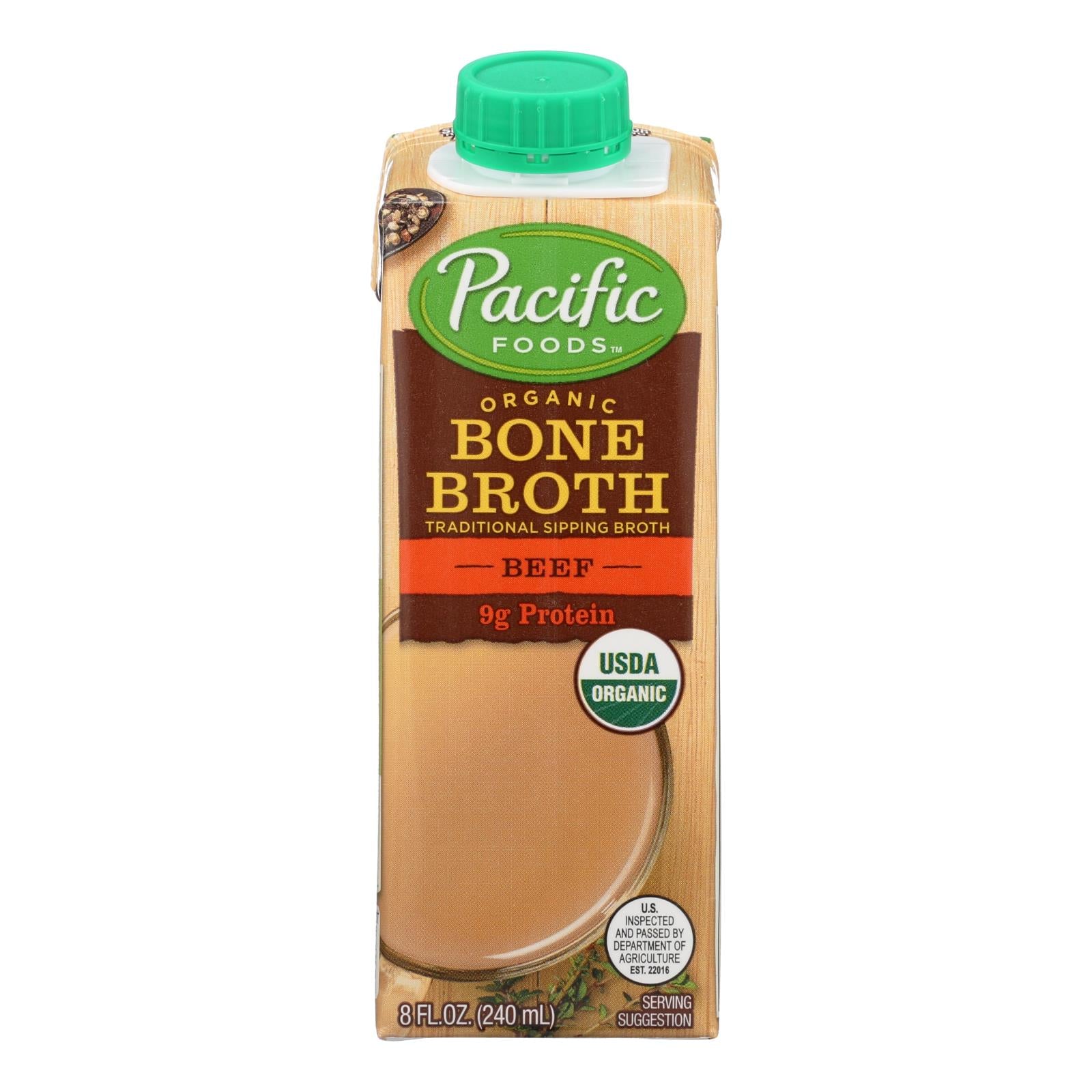 Pacific Natural Foods - Bone Broth Beef - Case Of 12 - 8 Fz - Whole Green Foods