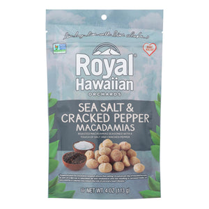 Royal Hawaiian Orchards Macadamias, Sea Salt & Cracked Pepper  - Case Of 6 - 4 Oz - Whole Green Foods