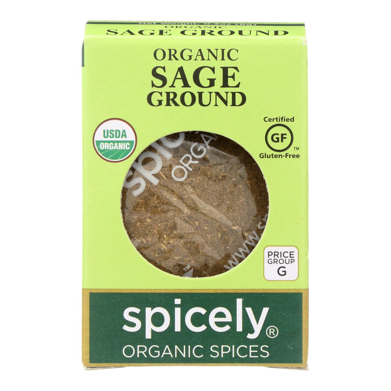 Spicely Organics - Organic Sage - Ground - Case Of 6 - 0.3 Oz. - Whole Green Foods