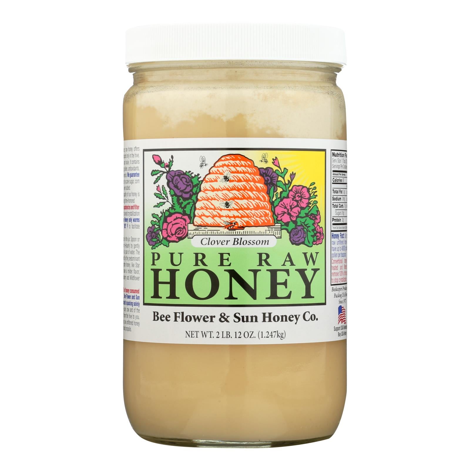Bee Flower & Sun Honey Co. Clover Blossom Pure Raw Honey - Case Of 6 - 44 Oz - Whole Green Foods