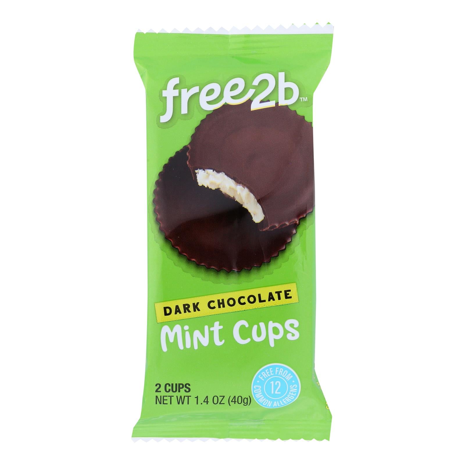 Free 2 B - Mint Cups Dark Chocolate 2-cup - Case Of 12-1.4 Oz - Whole Green Foods