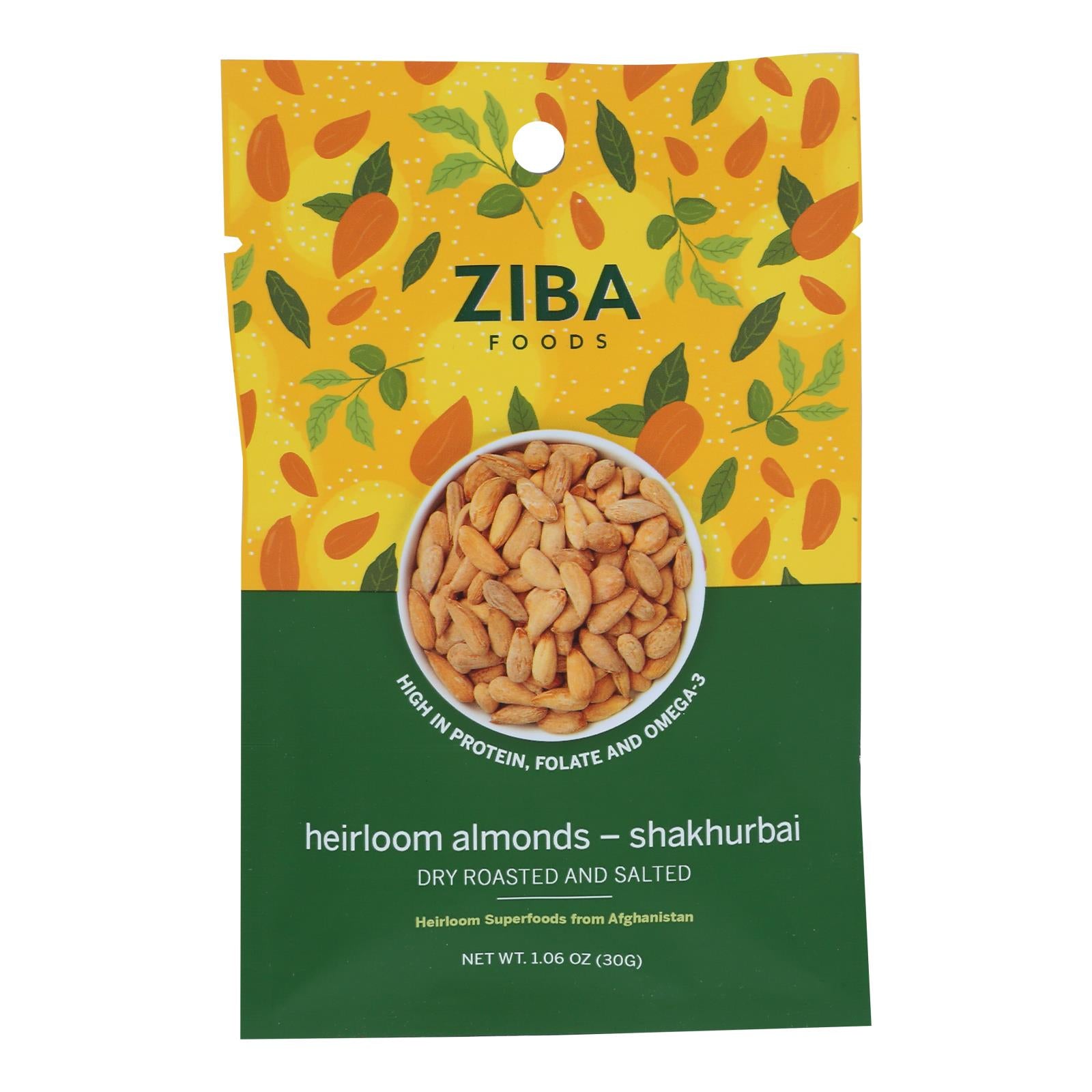 Ziba Foods - Nuts Almonds Roasted Salted - Case Of 24-1.06 Oz - Whole Green Foods