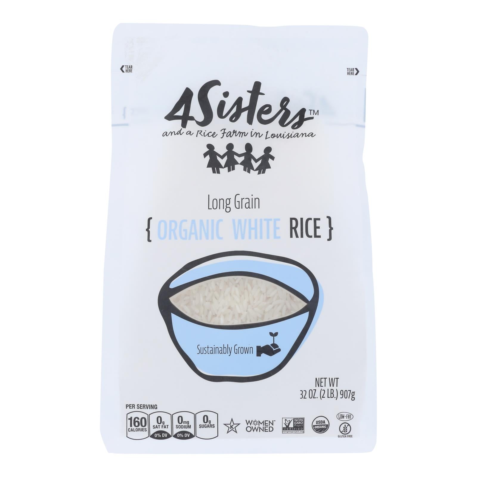 4 Sisters - Rice Og2 White Long Grain - Cs Of 6-2 Lb - Whole Green Foods