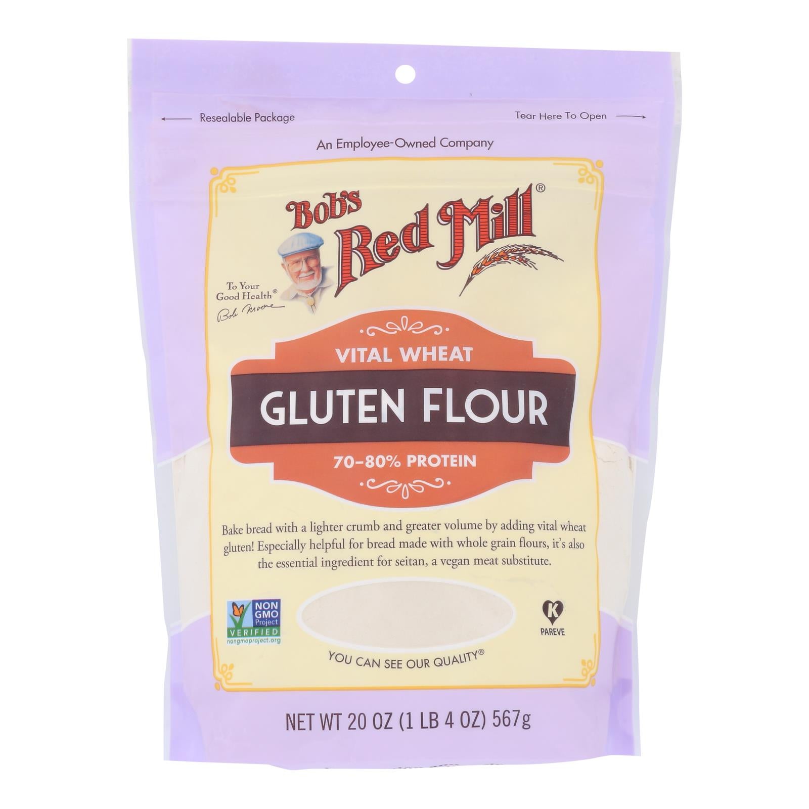 Bob's Red Mill - Flour Gluten - Case Of 4-20 Oz - Whole Green Foods