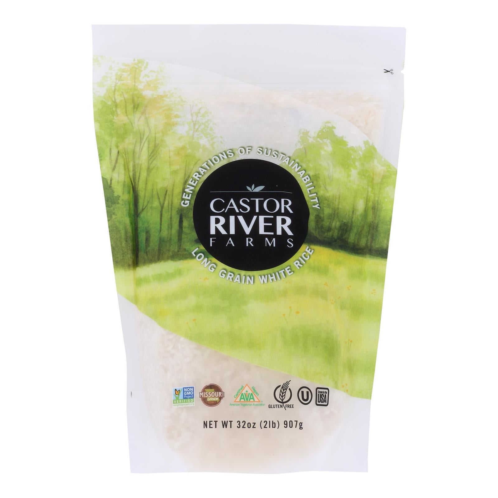 Castor River Farms - Rice White Long Grain - Case Of 6-32 Oz - Whole Green Foods