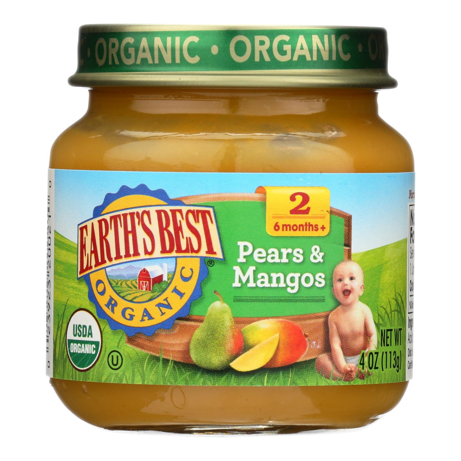 Earth's Best - Stage 2 Pears & Mangos - Case Of 10-4 Oz - Whole Green Foods