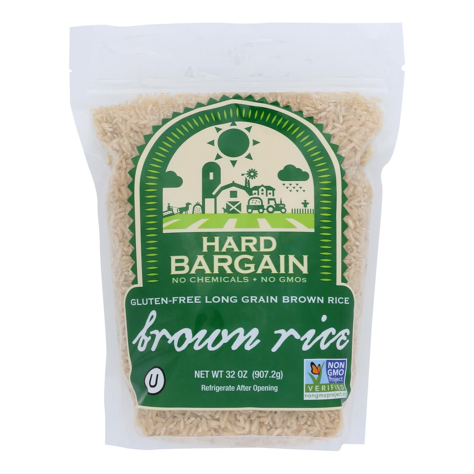 Hard Bargain - Rice Long Grain Brown - Case Of 6 - 32 Oz - Whole Green Foods