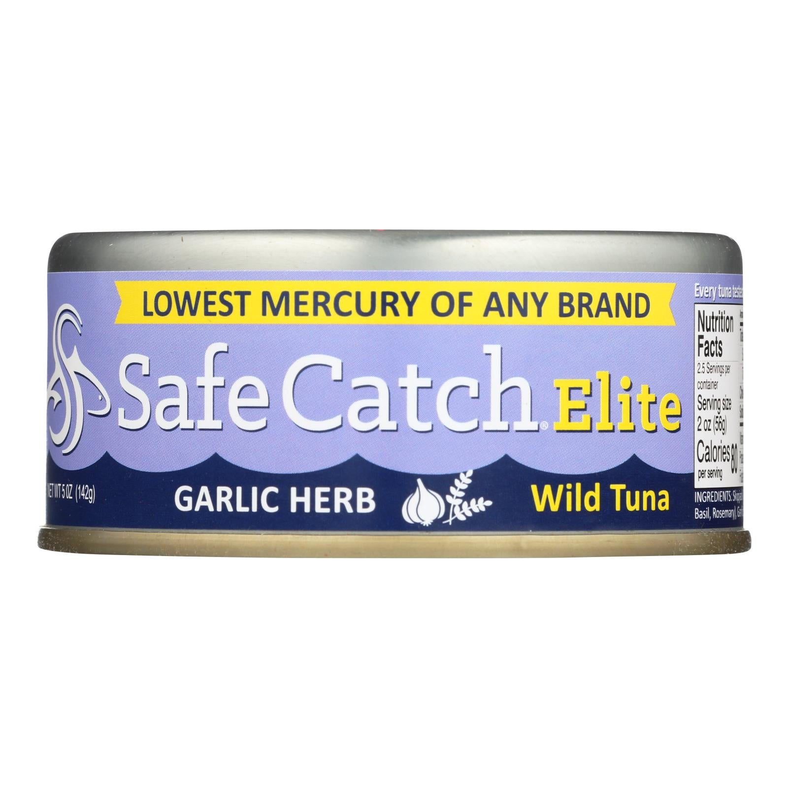 Safe Catch Elite Wild Tuna - Garlic Herb - Case Of 6 - 5 Oz - Whole Green Foods