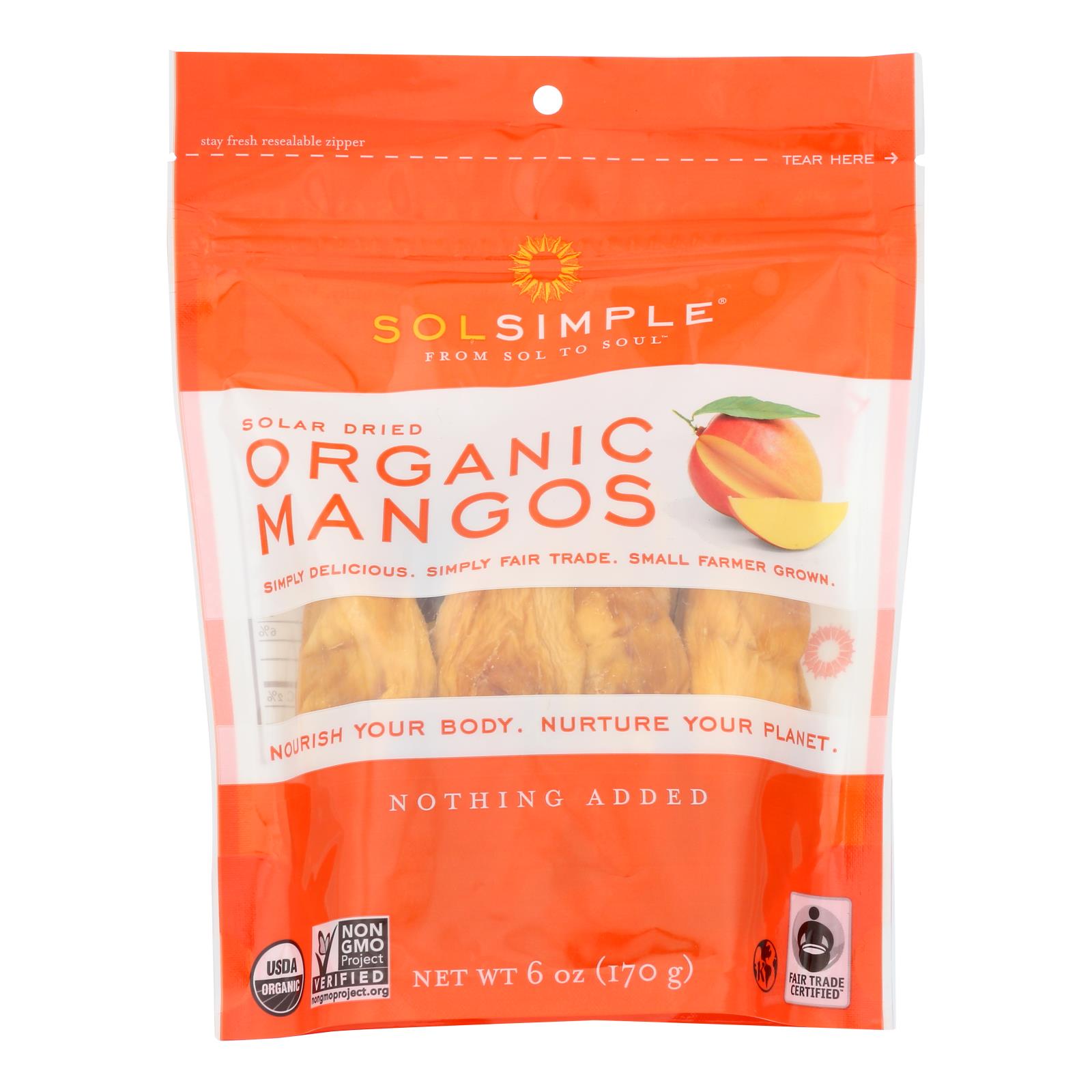 Sol Simple Dried Mango - Case Of 6 - 6 Oz. - Whole Green Foods
