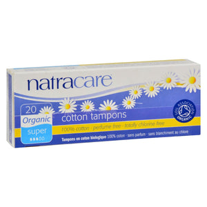 Natracare 100% Organic Cotton Tampons Super - 20 Tampons - Whole Green Foods