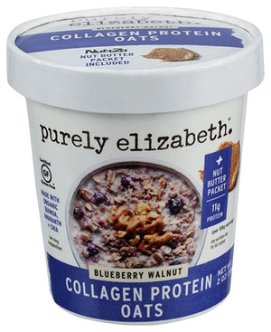 PURELY ELIZABETH: Blueberry Walnut Collagen Protein Oats Cup, 2 oz, pack of 12
