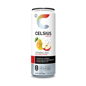 CELSIUS: Sparkling Fuji Apple Pear Energy Drink, 12 fl oz, case of 12
