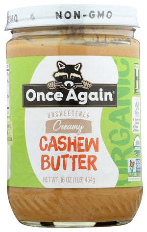 ONCE AGAIN: Organic Unsweetened Creamy Cashew Butter, 16 oz